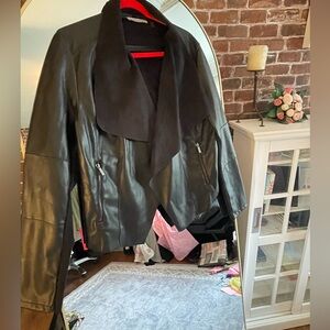 BAGATELLE Draped Faux Leather Jacket - L (fits like a M) NWOT